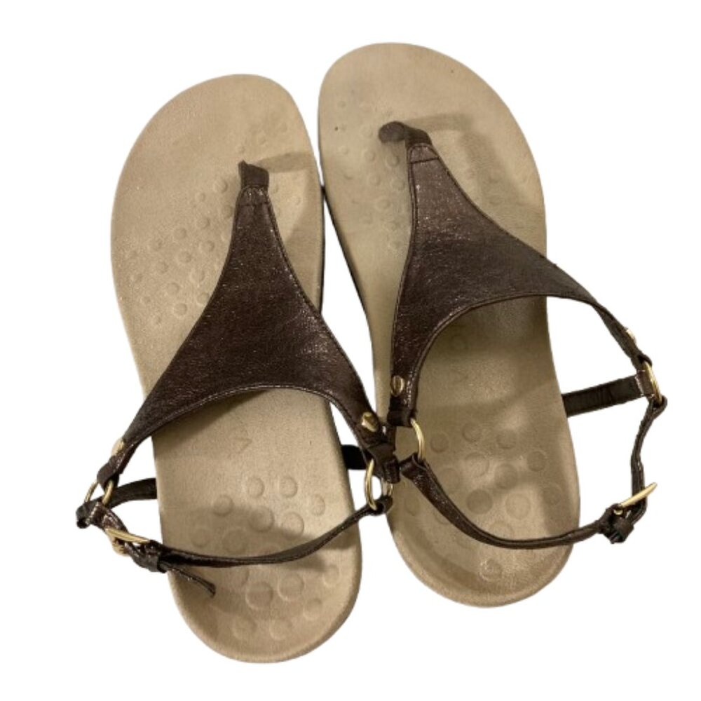 Vionic Kirra Sandals Metallic Bronze Thongs Orthopedic Flats Slingback, size 7.5 - Picture 5 of 11